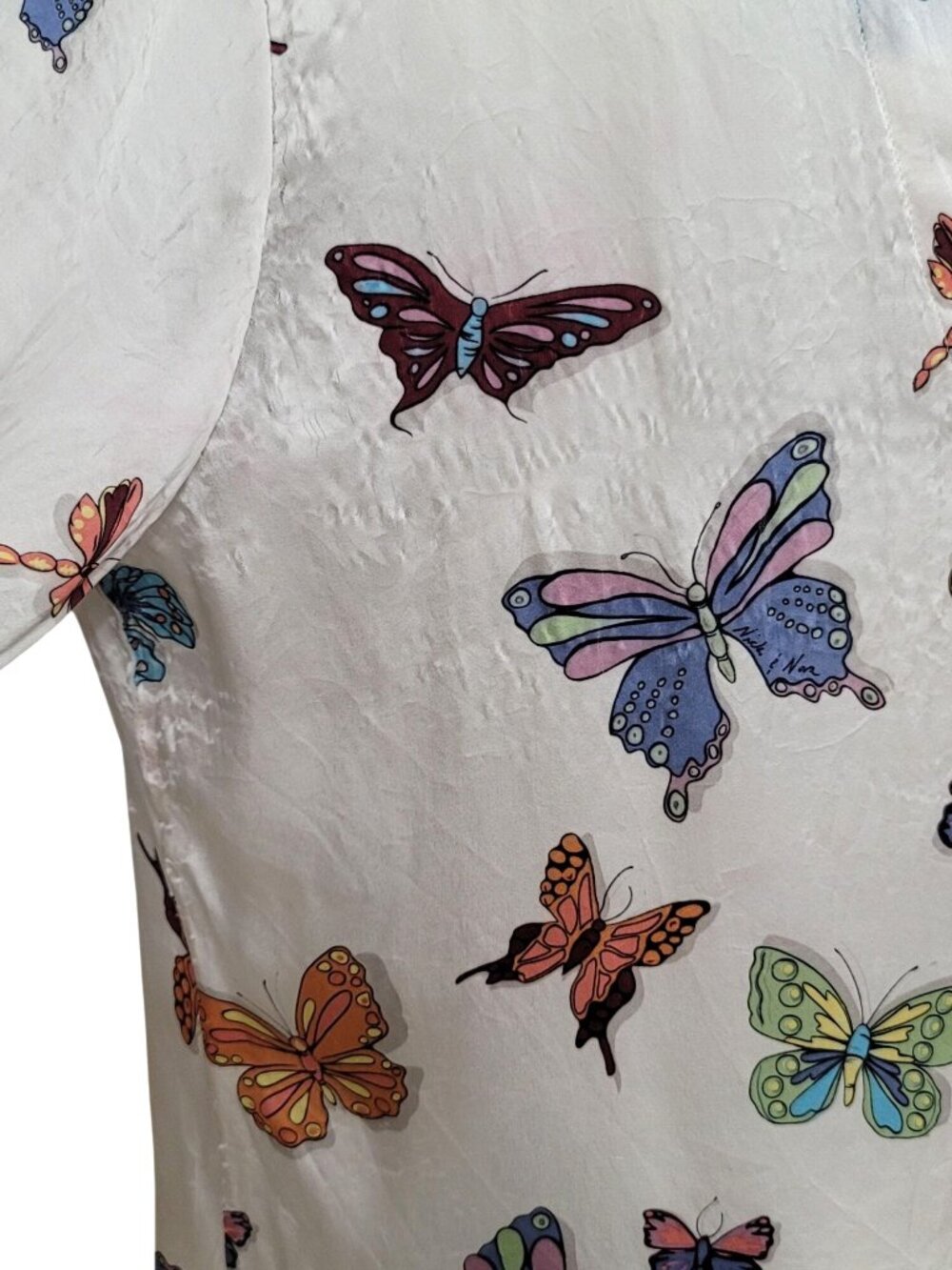 Vintage Nick & Nora 100% Silk Butterfly Print Pajama Set XL - Picture 10 of 12
